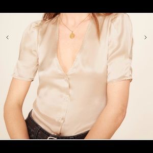 NEW w/TAGS! Reformation silk Noelle top ivory $80
